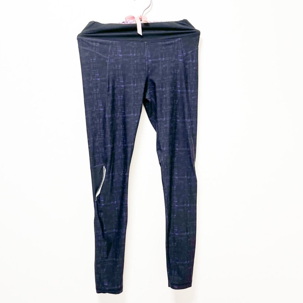 Sweaty Betty Navy and Purple Print Leggings with Mesh Panels Size SM